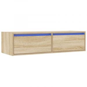 VidaXL Meuble tv avec lumières led chêne sonoma 100X35,5x25 cm