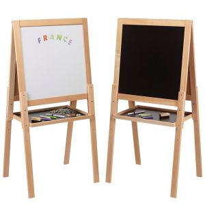 Jeujura Grand Tableau Multifonctions en Bois - Jeu d'imitation - Une Ardoise en Bois - Une Ardoise Blanche magnétique - Tablette de Rangement - Ecrire - Dessiner - A partir de 3 Ans - 8748