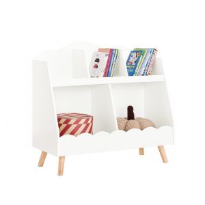 Sobuy Biblioth&egrave;que pour enfants sur pieds - Biblioth&egrave;que et rangement pour jouets - 5 espaces ouverts - Blanc KMB100-W