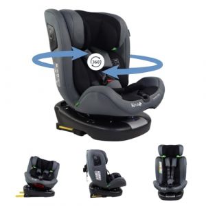 Mobiclinic, Siège Auto, Pivotant 360º, Régulation i-size, Top Tether, Groupe 0/1/2/3, Evolutif, Max. 36 kg, Pandafix, 0-12 ans, Harnais 5 points, Réglable, Inclinable 3 positions (Noir)