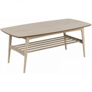 Table basse Woods en mdf avec une &eacute;tag&egrave;re de rangement - Longueur 120 Largeur 60 Hauteur 47cm - Beige
