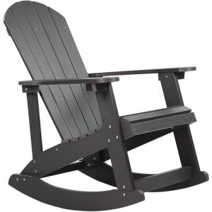 Beliani Fauteuil Bascule de Jardin à Lattes en Bois Synthétique Gris Foncé Adirondack