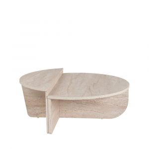 DRAWER Lot de 2 tables basses effet travertin - Beige - Asya