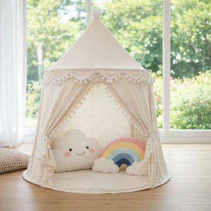 Tente enfant ch&acirc;teau de f&eacute;e avec tapis - blanc