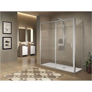 Image de Novellini Paroi de douche sans seuil 1 porte coulissante+1 fixe LUNES 2.0 2PH 120 cm- Sérigraphié - Silver - Ouv Gauche