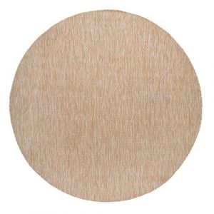 Paco Home - Tapis Extérieur Rond Résistant Intempéries Balcon Terrasse Cuisine Monochrome 120 cm rond, Naturelle