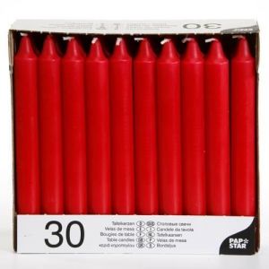 Pap Star STARPAK Bougie de table, 21 mm, pack de 30, rouge