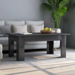 Image de VidaXL Betterlife Table basse Gris brillant 100 x 60 x 42 cm Aggloméré