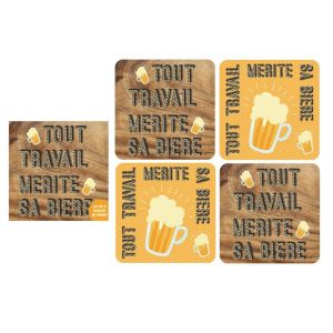 Enesco 4 sous verres - Tout Travail mérite sa Bière