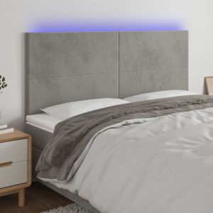 Image de VidaXL Tête de lit à LED Gris clair 200x5x118/128 cm Velours