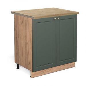 Vicco Meuble Bas Sous-Évier Fame-Line, Vert Or Campagne, 80 Cm Avec Étagère, Pa Chêne