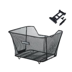 Basil Lesto MIK Panier de vélo Noir – Système MIK verrouillable avec Plaque d'adaptateur, résistant aux intempéries et Robuste, idéal pour Les Courses et l'utilisation Quotidienne