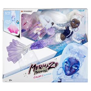 Mga entertainment Mermaze Mermaidz Winter Waves-CRYSTABELLA-avec 1 poupée sirène, 1 nageoire avec Changement de Couleur, 1 Queue remplie de Paillettes & Accessoires – Dès 4 Ans, 585411EUC