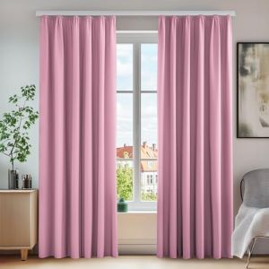 Deconovo Lot de 2 Rideaux Occultant Design Thermique Anti Froids Isolation Rideau Salon Rose 140×175cm