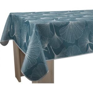 Le linge de Jules Nappe Anti-Taches Biloba Bleu - Rectangle 150 x 200 cm