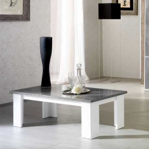 Dansmamaison - Table basse Laqué Blanc Brillant/Gris - avellino - l 120 x l 60 x h 40 cm - Gris