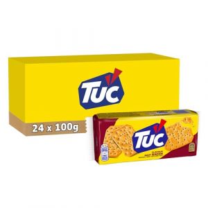 TUC 24 Paquets de Tuc Goût Bacon 100g Crackers Croustillants Format Pratique à Emporter Lot de 24x100g