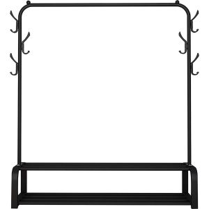 Porte-manteau double en forme d'arbre avec rangement pour chaussures - Noir