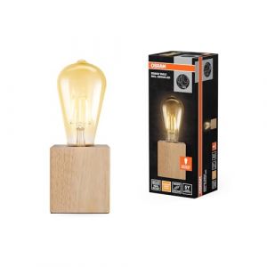 Osram Lampe de table 1906 Edison E27 2,5 W, 2400 K, bois marron, 220 lm, style vintage, rempla&ccedil;able