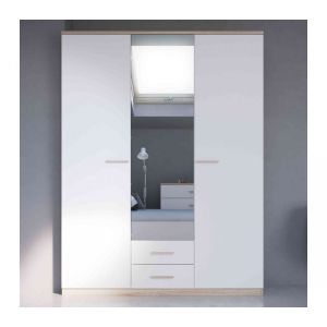 Image de Terre de Nuit Armoire 3 portes imitation chêne brossé-blanc AR129