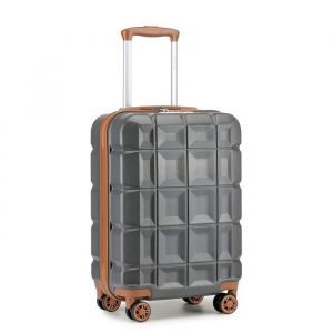 Kono Valise Moyenne Rigide ABS Valise de Voyage a roulettes Ultra L&eacute;ger Valises Soute 62cm avec Serrure TSA, 57L, Gris