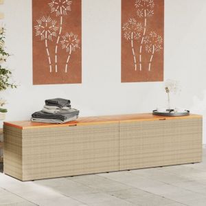 VidaXL Boîte de rangement de jardin beige résine tressée bois d'acacia