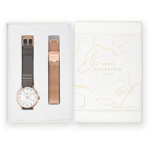 Rosefield Montre WEGTR-X184 - Montre Coffret Boîtier Doré Rose Femme