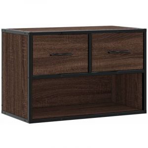 VidaXL Meuble TV ch&ecirc;ne brun 60x31x39,5 cm bois d'ing&eacute;nierie et m&eacute;tal, support TV, armoire m&eacute;dia, console TV, meuble HiFi, centre de divertissement