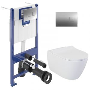 Villeroy & Boch ViConnect Pro S Pack WC bâti + WC suspendu sans bride Livea + abattant SoftClose + plaque (VCNBELLO2SPCH)