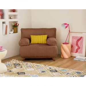 Cristal - fauteuil - convertible avec coffre - en fausse fourrure côtelée - Rouille