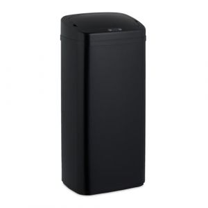 Relaxdays Poubelle Automatique, 40 litres, à capteur, Couvercle électrique, Support pour Sac, Cuisine, en INOX, Noire