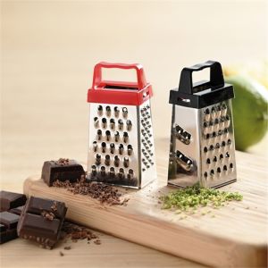 Patisse 13942, Lot de 2 mini râpes carrées, mini râpes fromage, râpes multifonctions 4 grilles pour chocolat, citron, gingembre, muscade… inox, poignée plastique couleurs assorties, 2,5x7,5cm(hauteur)