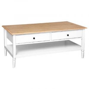 Atmosphera Table basse Solen 4 tiroirs - Pin et Blanc