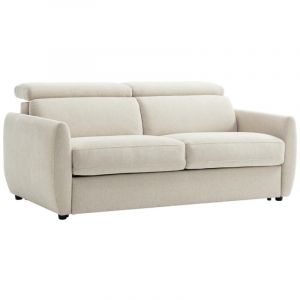 Vente-unique - Canapé 3 places convertible express en tissu beige sovali