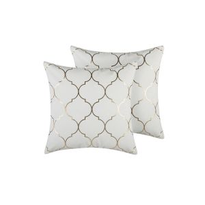 Beliani Lot de 2 coussins décoratifs au motif doré 45 x 45 cm ALYSSUM