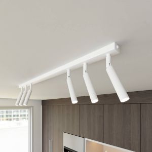 EMIBIG LIGHTING Plafonnier Ivi, 6 lampes, longueur 90 cm, blanc, m&eacute;tal, G9