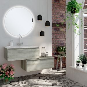 -18% - Cosyneo - Meuble de salle de bain - PENA et miroir Led SOLEN - 120cm