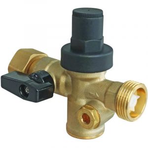 Somatherm For You - Bloc r&eacute;ducteur 3-en-1 avec clapet nf + Vanne - Ecrou tournant 20/27 - M&acirc;le 20/27