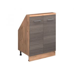 Meuble de rangement sous pente Rion, gris noble/ch&ecirc;ne dor&eacute;, avec 2 portes, Vicco