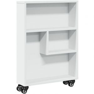 VidaXL Chariot De Rangement Étroit Blanc 48x13x68 Cm Bois D'ingénierie