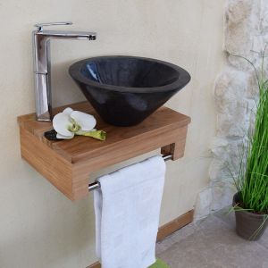 Meuble sousvasque suspendu en teck pour lavemains
