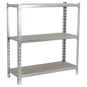 Simon Rack Étagère Rangement et 3 Niveaux en Boix, 150 kg Capacité de Charge et Point de Flexion, 1000x900x300 mm, Étagère Charge Lourde, Étagère Garage, Galvanisé/Bois - Maderclick