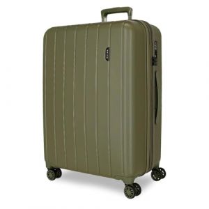 Movom Joumma Bags Valise de Cabine en Bois, Taille Moyenne, Grande, avec Serrure Rigide ABS TSA, Bagage &agrave; Main Extensible &agrave; 4 roulettes Doubles, Kaki, 52x75x33 cm, Grande Valise 75
