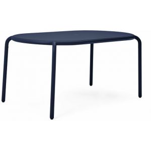 Fatboy Table ovale Ton&iacute; Tavolo / 160 x 90 cm - Trou pour parasol + bougeoir amovible bleu en m&eacute;tal