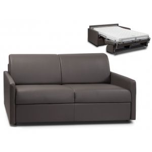 Canap&eacute; 3 places convertible express en simili CALIFE - Gris - Couchage 140 cm