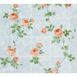 Image de Homemaison Papier Peint "Rosier Grimpant" sur Fond Graphique Abricot 10 ml x 0,53 m