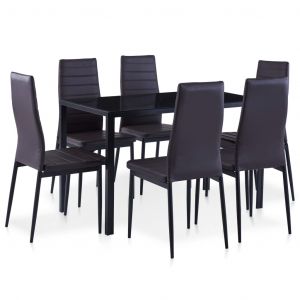 VidaXL Ensemble à dîner 7 pcs Marron