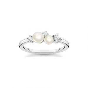 Thomas Sabo Bague perles avec pierres blanches argent Argent sterling 925 Gris