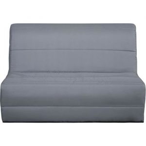 Dunlopillo Banquette convertible - 2 places - Tissu gris - L 140 x H 94 x P 55 cm - SCHWARTZ