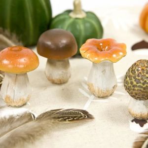 2 MINI CHAMPIGNONS RÉSINE 4X3CM Marron, Chocolat